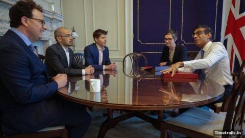OpenAI Funding: Anthropic के CEO डारियो अमोदेई और OpenAI के CEO सैम ऑल्टमैन एक ही मेज़ पर (लंदन, मई 2023)