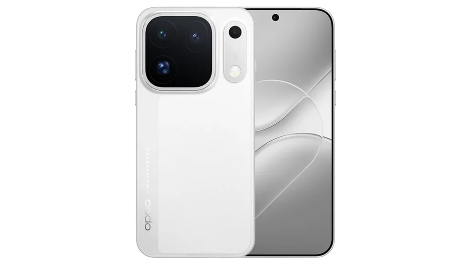 Oppo Find X10 Pro Max Luna White रंग में, पीछे ट्रिपल 200MP कैमरा और सामने का डिस्प्ले – फोटो: OPPO